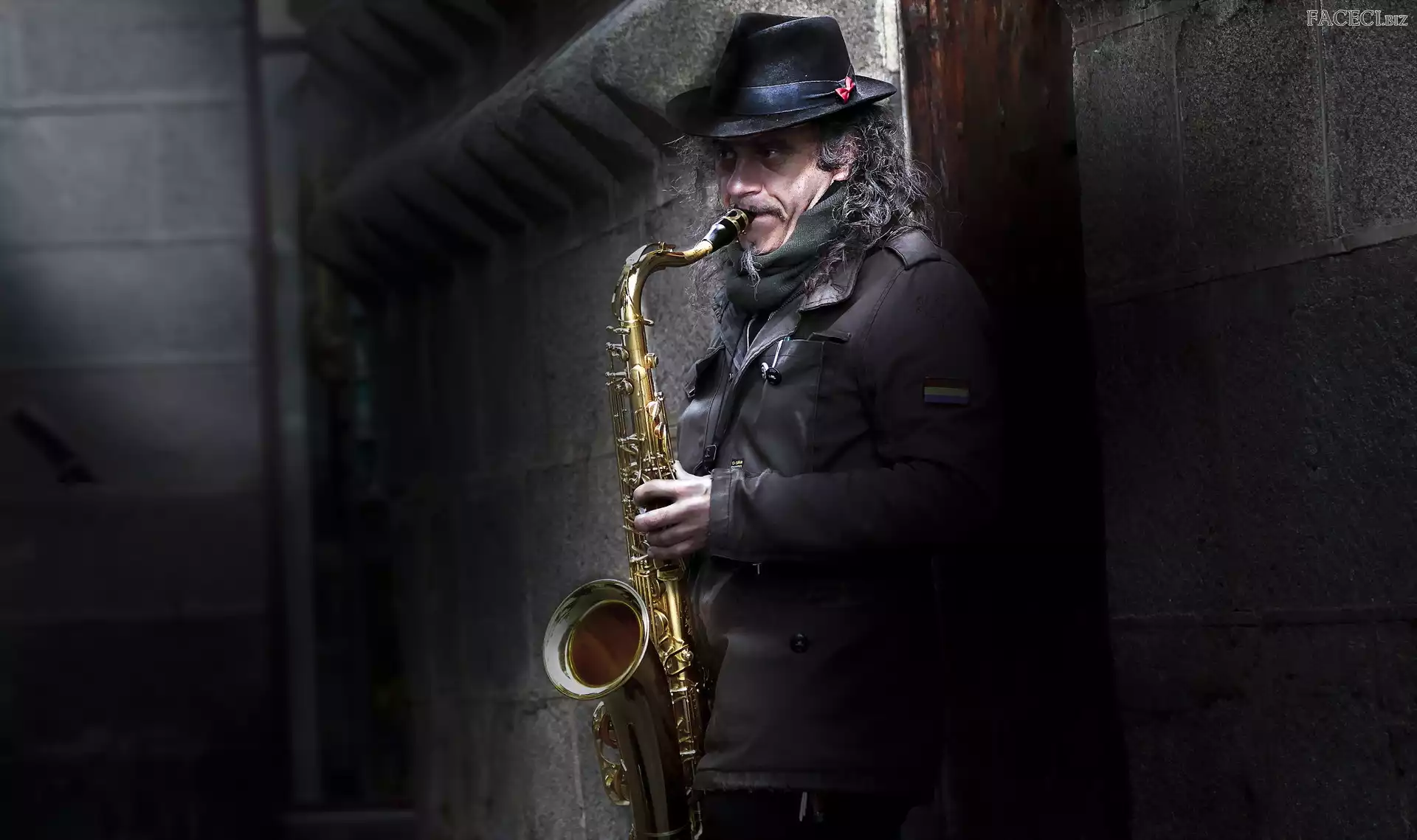 Kapelusz, Saksofon, Uliczny, Mężczyzna, Muzyk