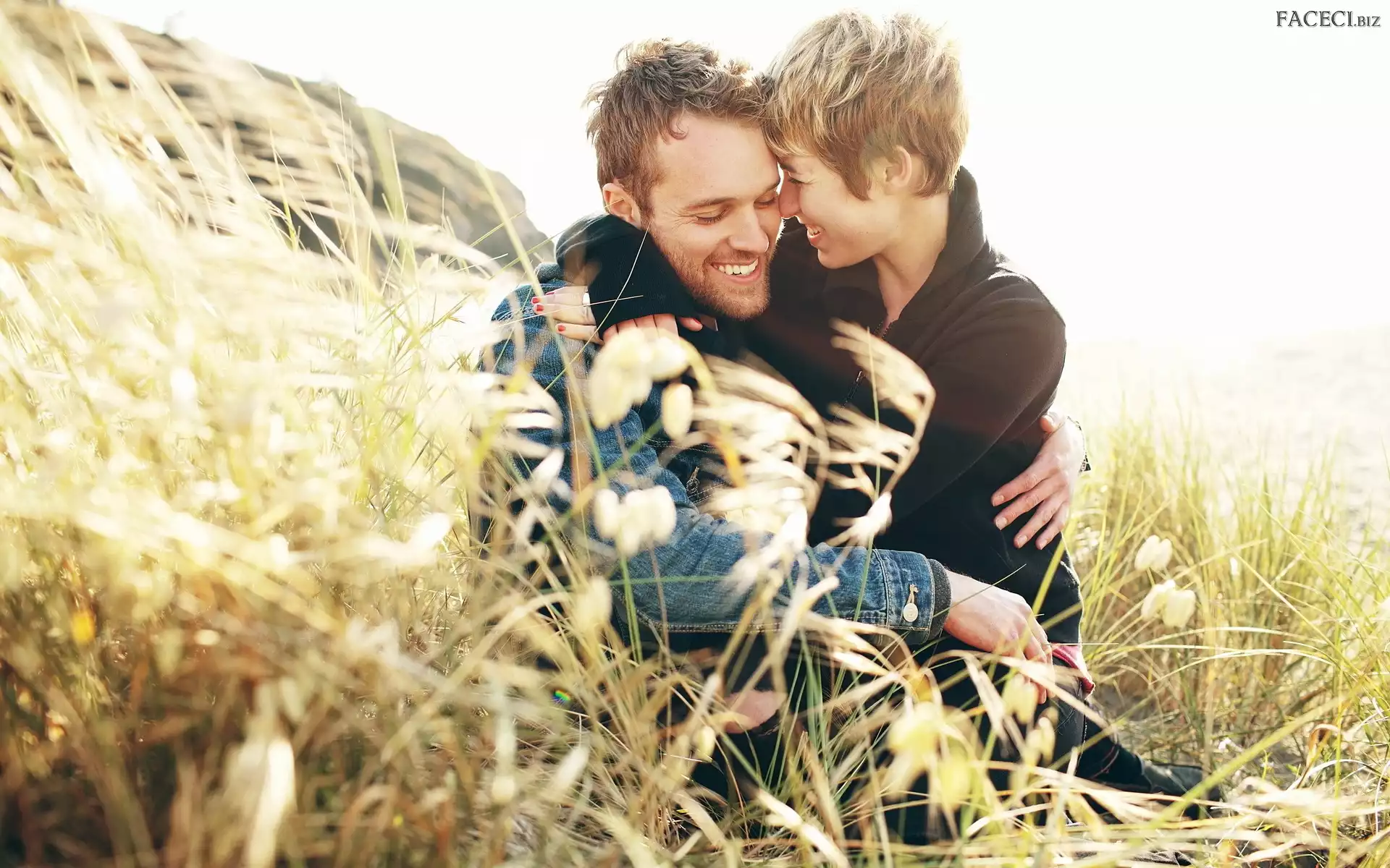 Mężczyzna, Trawy, Kobieta, Para