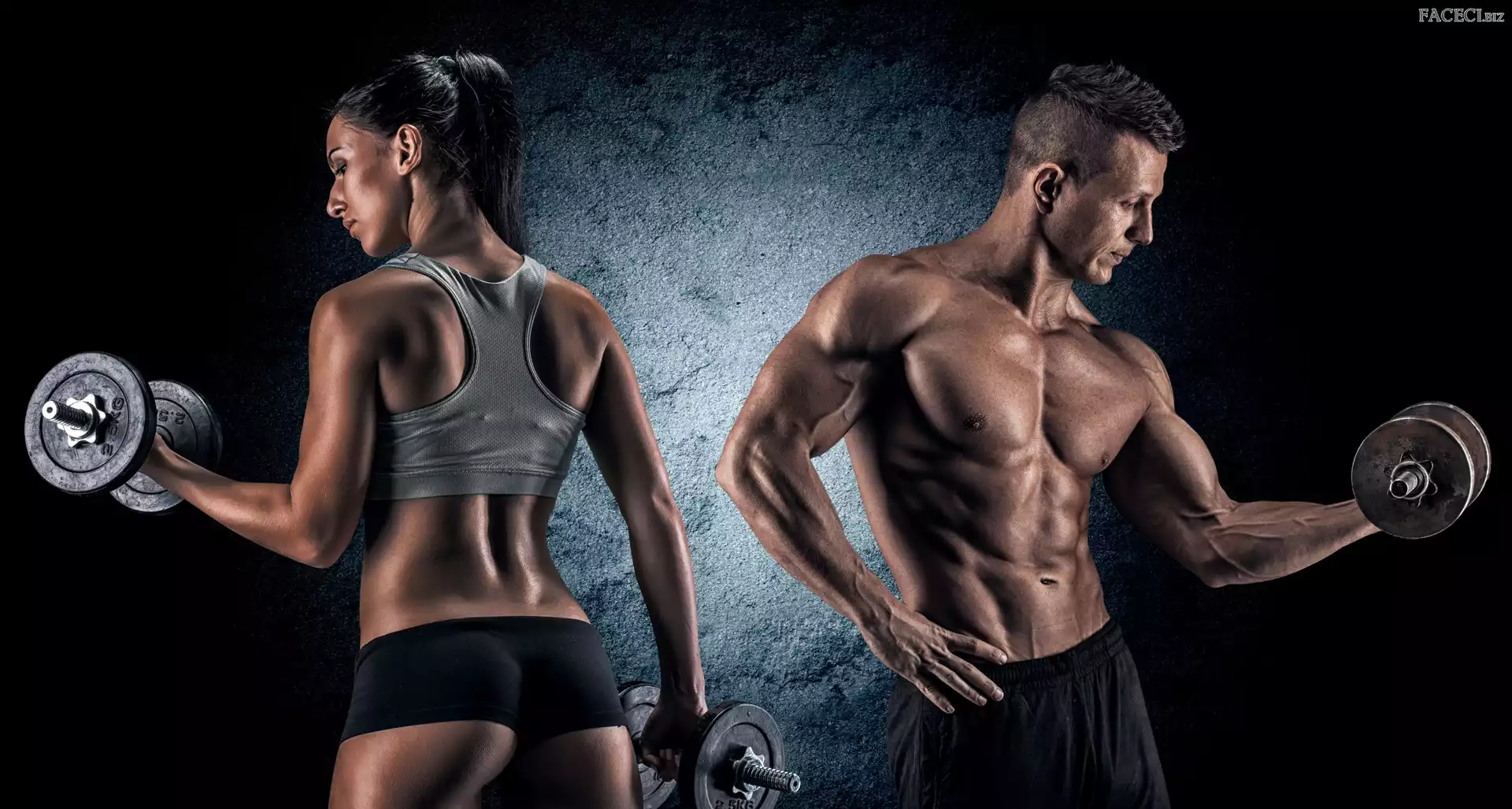 Trening, Ciężarki, Mężczyzna, Kobieta, Kulturystyka